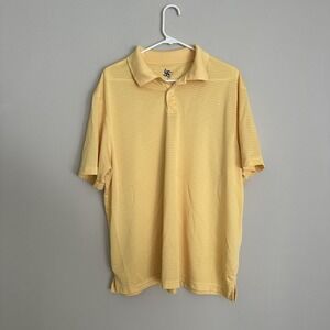 R&R Casual Shirt Mens XL Yellow Polo Pima Cotton Pocket Golf Short Sleeve